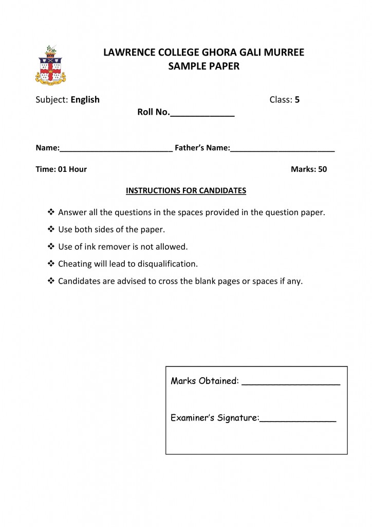 English Model Paper 5-page-001